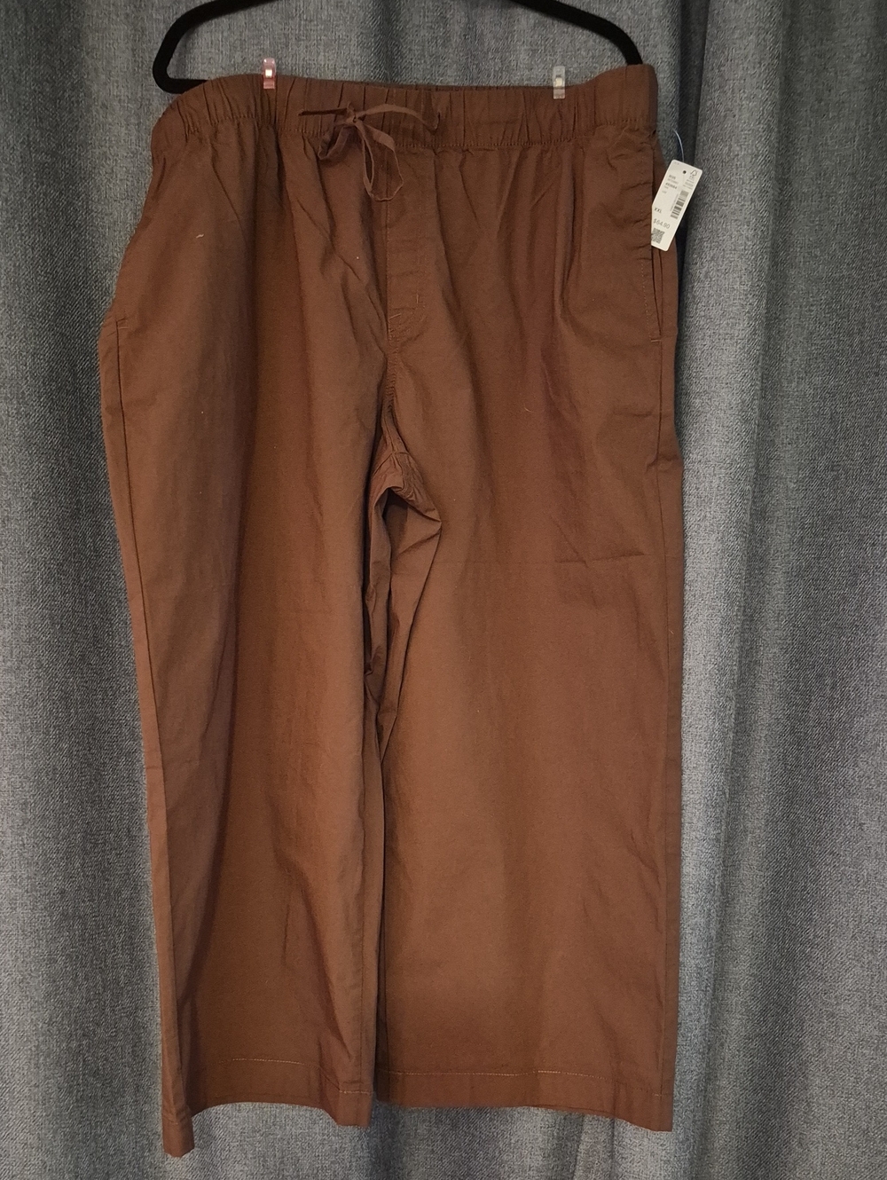 Ladies Brown Drawstring Casual Wide Leg Pants
